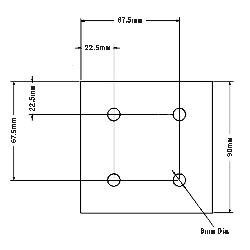 32-9090WS-1SS MODULAR SOLUTIONS MOUNTING PLATE 90 X 90 NO CENTER HOLE